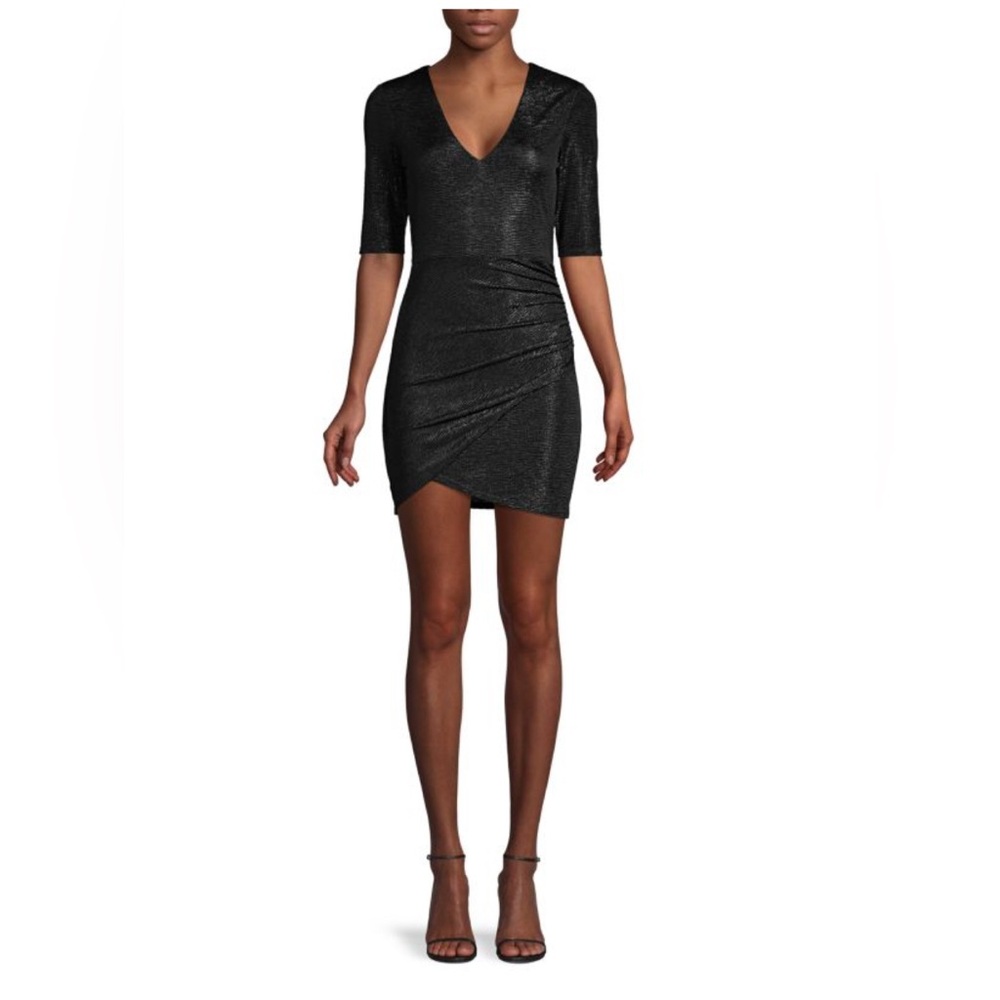 ALICE + OLIVIA Judy Ruched Metallic Mini Dress - Size 8